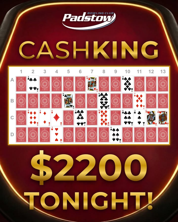 Featured image for “CashKing $2,200 Jackpot Tonight at Padstow Bowling Club”