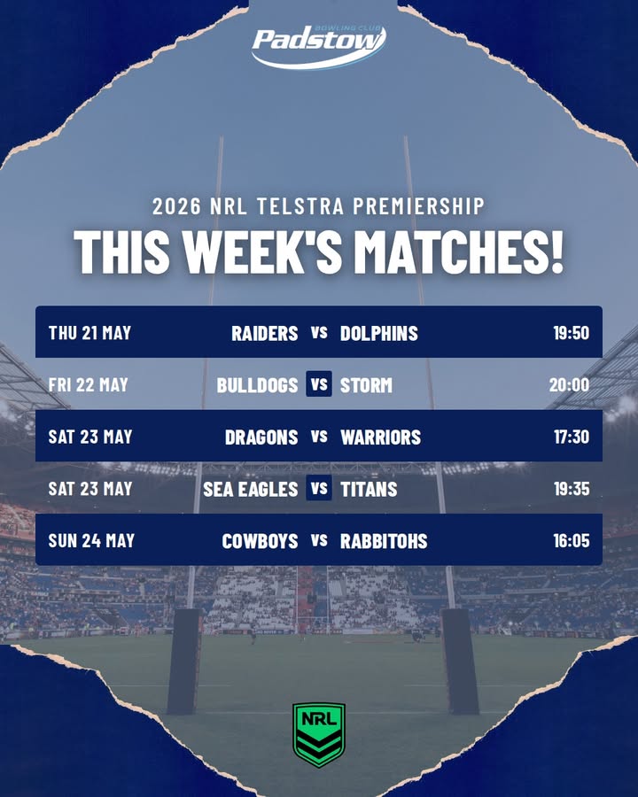 Featured image for “This Week’s NRL Matches at Padstow Bowling Club”